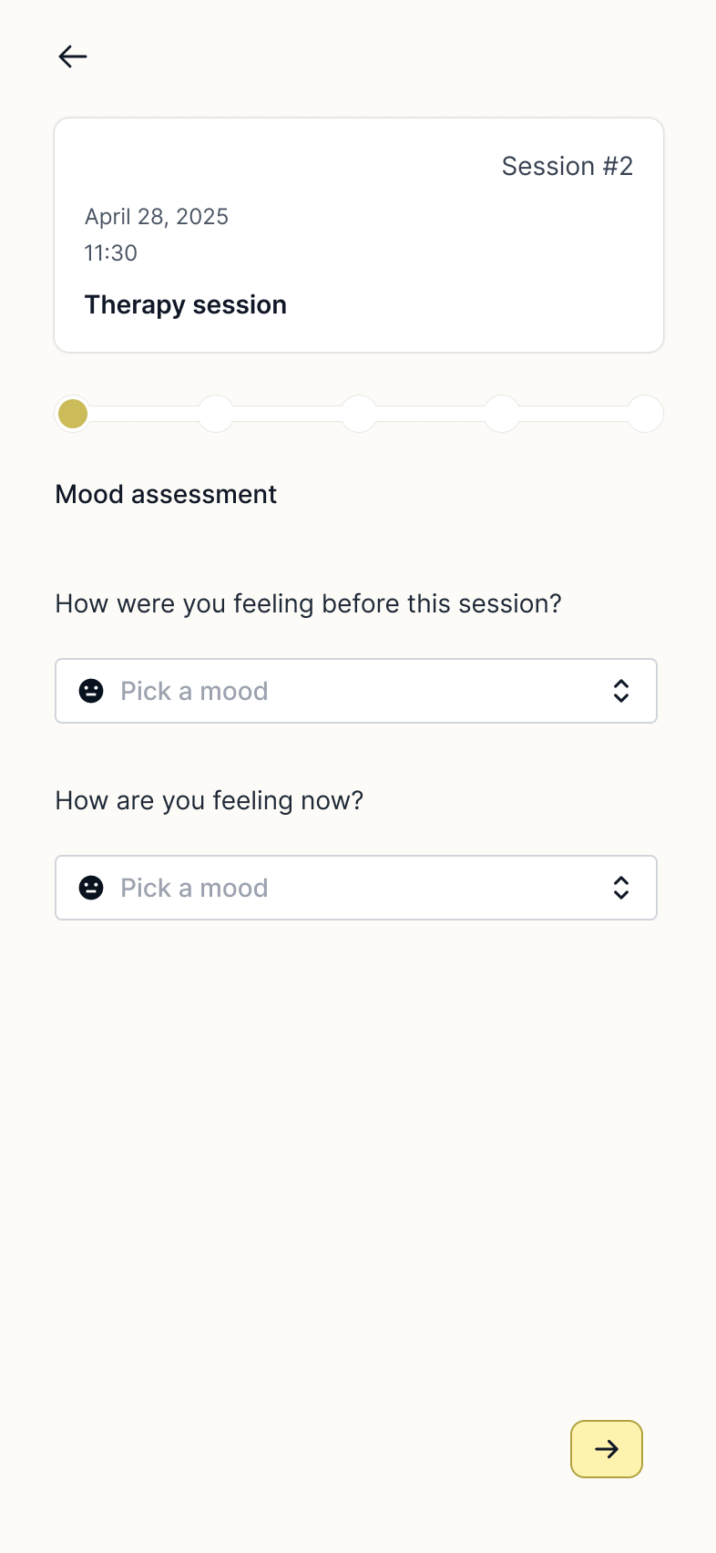Questionnaire mood before session